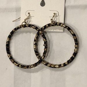 Black & Gold Leather Wrapped Earrings